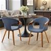 Zouron Set di 2 Sedia da pranzo (schienale in legno curvato), poltrona (gambe in noce), imbottita in ecopelle, sedia da ufficio per la casa,Blu