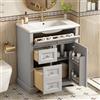 NADEUSAK Armadietto da bagno con lavabo, laccato, resistente all'umidità, guide per cassetti, con chiusura morbida, cassetto pieghevole, 80 x 90 cm, grigio