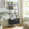 [en.casa] Scaffale a Scala con 3 Ripiani e Armadietto Libreria Mobile Espositore Multifunzionale con 2 Ante a Forma di Scala 183,5 x 80 x 40 cm per Casa Ufficio - Nero
