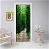Odot Tende Oscuranti per Porta con Occhielli, Motivo Foglie di bambù Tenda Divisoria per Stanza Tende con Occhielli per Interni Tenda Porta Isolamento Termico (150x200cm,Foresta di Bamboo)