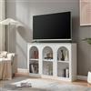[en.casa] Credenza Mobile Contenitore Espositore Basso con Ripiano Interno e Vani Aperti Comò per Archiviazione Sala da Pranzo Soggiorno Ingresso 120x30x80 cm - Bianco