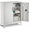 tectake® Armadietto in Metallo Portadocumenti in Acciaio, 80 x 40 x 100 cm, 3 Ripiani Regolabili, Chiusura Magnetica e Chiave, Scaffale Metallo Garage, Mobile Ufficio, Piedini Regolabili - Grigio