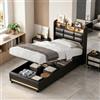BIYFSDS Letto baule 90 x 200 cm con rete LED e USB-letto idraulico con spazio