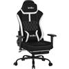 WOLTU Sedia Gaming Ergonomica,Poltrona da Ufficio Cuscino con Molle,Nero | Rivestimento in Rete Speciale, con Braccioli Regolabili e Poggiapiedi Estensibile