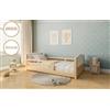 KONTARBOOR Letto per bambini evolutivo 3 in 1 in legno - da 18 mesi a 8 anni e più - rete regolabile da 3 a 19 cm - barriere rimovibili - letto sicuro e durevole - Design in legno naturale 90 x 190 cm