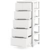 KOMFOTTEU Cassettiera con 4 Ruote a 4/5/6 Cassetti, Carrello Portaoggetti in Plastica, Carrellino Salvaspazio per Bagno, Cucina, Soggiorno, Camera da Letto, Bianco (5 Cassetti)