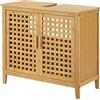 [en.casa] Armadietto Sottolavandino per Bagno con 2 Ante (AxLxP) 60 x 67 x 30 cm Mobiletto Sottolavabo in Bambù