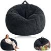 Yuragim Fodera per pouf da 70 x 80 cm, senza imbottitura, in morbida pelliccia sintetica per bambini e adulti, per soggiorno, camera da letto, organizer per peluche, grigio scuro