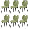 GrandCA HOME set di 6 Sedia da Pranzo in lino, Sedie sala da pranzo con Schienale, Sedia Ergonomica con Gambe Metalliche, Cuscini in Tessuto a Rombi, Sedia in stile nordico,Verde