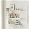 [en.casa] Set di 3 Mensole da Muro 80x20x4 cm Consolle Portaoggetti da Parete Mensole Sospese con Fissaggio Nascosto Ideali per Soggiorno Cucina Bagno - Bianco