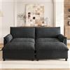 Moimhear Divano angolare modulare Cloud Deep Seat, con poggiapiedi mobile, schienale alto, larghezza 216 x altezza 82 x profondità 77 cm (nero, con 2 poggiapiedi)