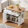 Piaenon Isola da cucina mobile, 145 × 45 × 94,5 cm, con piano di lavoro pieghevole, carrello da cucina con ripiani regolabili, 5 ruote e cassetto per posate nascosto (bianco)