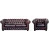 Vente-unique LINEA SOFA Divano Chesterfield a 3+1 posti 100% cuoio di bufalocherry - BRENTON