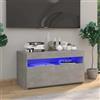 vidaXL Mobile Porta TV con Luci LED Grigio Cemento 75x35x40 cm