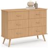 IDMarket - JULIETTE Cassettone a 6 cassetti da 110 cm con doghe in legno color rovere