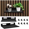 Toimveok Set di 2 mensole per pannelli acustici, senza fori, soluzioni da parete con 8 viti, organizer da parete nero, pannelli acustici, accessori per ufficio, soggiorno, cucina, 15 x 9 cm