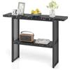 GIANTEX Tavolo Console da ingresso, 120 x 29,5 x 92,5 cm, piano in finto marmo e telaio in metallo, tavolino ausiliario con 2 ripiani, risparmio di spazio, tavolo da soggiorno, corridoio (nero)