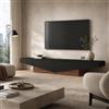 PREMTURE [Marca] Mobile basso per TV, nero, effetto legno, 200 cm, con cassetti, moderno mobile TV con vano portaoggetti, mobile basso per soggiorno, mobile multimediale effetto sospeso, 200 x 40 x 30