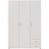 Stella Trading BASE, Armadio classico in 3 diverse dimensioni, versatile, ante a battente, bianco, 120 x 177 x 52 cm, L x A x P