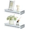 BTSKY 2 pezzi Mensola Rettangolare in Vetro Specchiato con Diamanti Frammentati - Mensola Galleggiante da Tavolo a Parete, Supporto Portaoggetti Decorativo, 38 * 15 * 5,8 cm