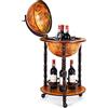 KOMFOTTEU Porta Bottiglie di Vino con Ruote, Mappamondo Bar, Portabottiglie Vino in Legno Eucalipto, Carrello da Bar, Mini Bar con Ruote a Stile Classico (47 x 47 x 90 cm, marrone)
