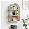 [en.casa] Scaffale da Parete Design Arcuato Traforato Mensola Libreria Pensile Mobile Espositore da Muro per Soggiorno Cucina Camera 53 x 35 x 14 cm Verde