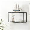 [en.casa] Mensola da Parete Scaffale Pensile Espositore Libreria da Muro Rettangolare a 2 Ripiani 60 x 25 x 35 cm Acciaio Nero