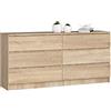 AKORD Cassettiera K 160 cm | 6 Cassetti (2 x 3) | Moderna Mobiletto per il soggiorno Camera da letto Armadio Soggiorno Bagno | Salvaspazio | 160 x 77 x 40 cm | Peso 70 kg |Rovere di Sonoma