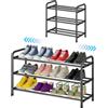 YIYAXIN Scarpiera Espandibile 3 Livelli, Scarpiera Salvaspazio Slim Porta Scarpe Metallo Regolabile 45‑80cm, Portascarpe Scarpiere Sottile Allungabile per Ingresso, Soggiorno, Camera Letto, Armadio (Nero)