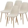 [en.casa] Set di 4 Sedie da Sala Pranzo Sedie Imbottite Rivestimento in Tessuto con Cuciture Decorative Poltroncine per Salotto - Beige