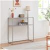 [en.casa] Tavolo a Consolle in Metallo Mobile da Ingresso Corridoio 80 x 80 x 30 cm Consolle Stretto con 2 Piani di Appoggio - Grigio Chiaro