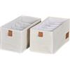 LOVE !T STORE !T LOVE IT STORE IT Premium Set di 2 Divisori per Cassetti in Lino e Cotone - Contenitori per Armadio 6 Comparti - Pieghevoli e Rinforzati - Beige - 30x15x15cm