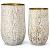 DRW Set di 2 vasi da terra in metallo bianco e oro, 57 x 37 x 37 cm