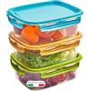 Snips Lock Mixcolor - Set 3 Contenitori per Alimenti 1,8L, Coperchio Salva Freschezza con 4 Chiusure di Sicurezza, Contenitore per Cibi 22,5x17,7x13 Frigorifero, Microonde, Lavastoviglie Made in Italy