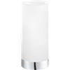 Eglo Damasco 1, lampada da tavolo a 1 luce, lampada da comodino in metallo | cromato, vetro bianco satinato, attacco E27, interruttore incluso