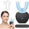 AURIVEE Spazzolino Elettrico Ultrasuoni Forma U, Spazzolino Adulti con Luce Blu, 3 Modalità 36000-48000 RPM, IPX7 Impermeabile, Timer 45s, USB Ricaricabile, Silicone Morbido per Adulti