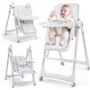 Plasaig Seggiolone Pappa, Ergonomico, Confortevole, Regolabile, Pieghevole, Ripiano Smontabile, per Bambini, 6 Mesi - 3 Anni, 80x 53 x104cm (Bianco)