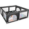 Homewell Parco per bambini sicuro, 180 x 150 cm, area giochi mit 2 accesso laterale con cerniera, cancelletto per bambini, borsa per il trasporto (nero)