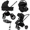 BabyLux® Passeggino 4in1 CASTOR, Set Pieghevole di Passeggino Leggero | Combinati con Navicella, Passeggino da Viaggio, Seggiolino Auto i-Size, Base Auto, 4 posizioni reclinabili, 0-22 kg, UV