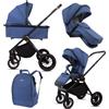 BabyLux® Passeggino 2in1 CASTOR, Set Pieghevole di Passeggino Leggero | Combinati con Navicella, Seggiolino Sportivo, Borsa Fasciatoio e altri Accessori, 4 Posizioni, 0-22 kg, protezione UV 50+