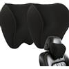 Alaoo 2pcs Cuscino Poggiatesta Auto, Nero Con Finiture Nero | Poggiatesta da Viaggio Ortopedico, Supporto per Seggiolino, Rimovibile Traspirante, Supporto Collo, Testa e Spalle