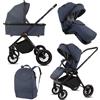 BabyLux® Passeggino 2in1 CASTOR, Set Pieghevole di Passeggino Leggero | Combinati con Navicella, Seggiolino Sportivo, Borsa Fasciatoio e altri Accessori, 4 Posizioni, 0-22 kg, protezione UV 50+