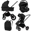 BabyLux® Passeggino 3in1 CASTOR, Set Pieghevole di Passeggino Leggero | Combinati con Navicella, Seggiolino per Sportivo, Marsupio I-Size, Borsa Fasciatoio e Altri Accessori, Protezione UV 50+