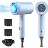 slopehill Asciugacapelli agli ioni di litio, motore AC 1800 W, slopehill, asciugatura rapida, asciugacapelli con tasto caldo/freddo, 3 asciugacapelli e diffusori, 3 impostazioni di temperatura, 2 marce (blu