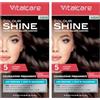 Vitalcare | Colourshine - Colorazione Permanente Professionale, Tinta Capelli Senza Ammoniaca, Tintura Capelli con Cheratina e Olio di Macadamia, n° 5, Castano Chiaro (Confezione da 2)