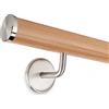 Treppen- und Geländerstudio Graber Corrimano in legno di faggio Ø 45 mm con tappi in acciaio inox e 2 supporti_nuovo (150 cm)