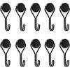 Yatrosynth 10PCS Ganci Magnetici Extra Forti, 16mm Potente Neodimio Magnete Gancio, Senza Punzonatura, per Cucina Camera da Letto Bagno Armadietti Calamita da Frigoufficio - Nero
