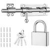 Lifegogo Chiavistello per porta in acciaio inox 304 con lucchetto: 160 mm, chiavistello in acciaio inox 14 mm di spessore, chiavistello esterno a bullone per casa, cortile, giardino, cancello, finestra