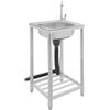 Zoobotanica Lavello mobile in acciaio inox, per ristorante, lavanderia, garage, giardino (42 x 37 x 82 cm)