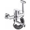 TYMYW Rubinetto per Cucina a Muro con Doccetta Miscelatore Caldo E Freddo 180° Rotabile Rubinetto in Ottone a Doppio Foro,Argento Cromato,30 Cm
